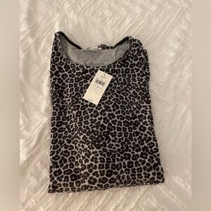 J.Jill Women's Sz Large Leopard Animal Print 
Jersey Knit Cotton Sweater